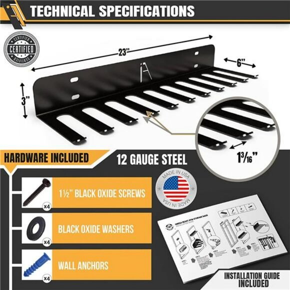 Gym Storage Rack 9 OR 11 Hook Heavy-Duty Gym Wall Organizer Gym Caddy Hanger - Picture 3 of 6